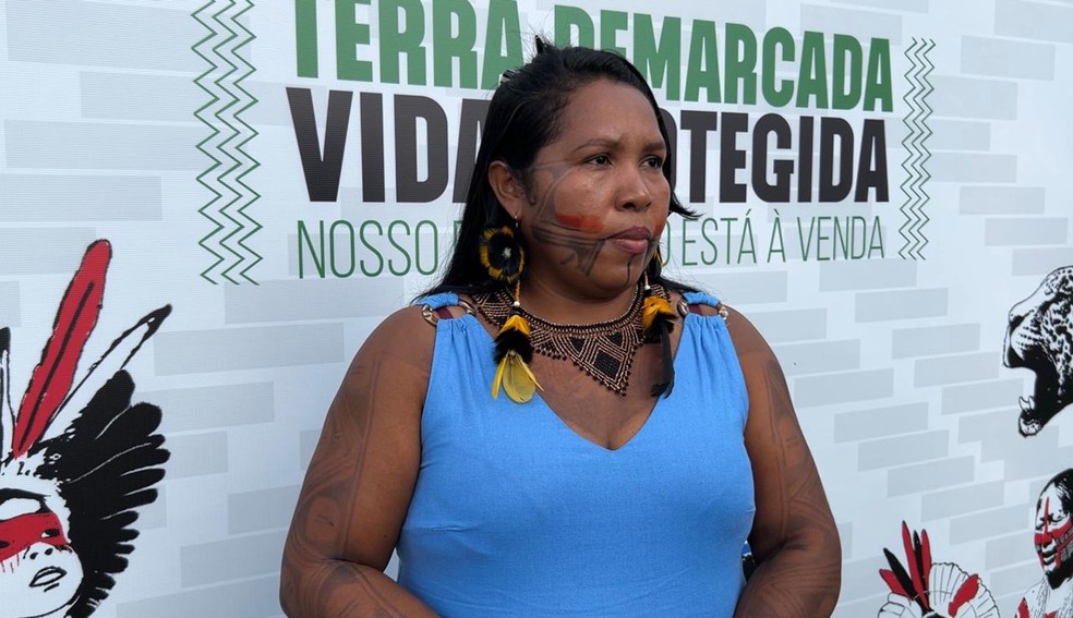 Rosilene Guajajara, liderança da Terra Indígena Caru — Foto: Rafael Cardoso/g1 Maranhão