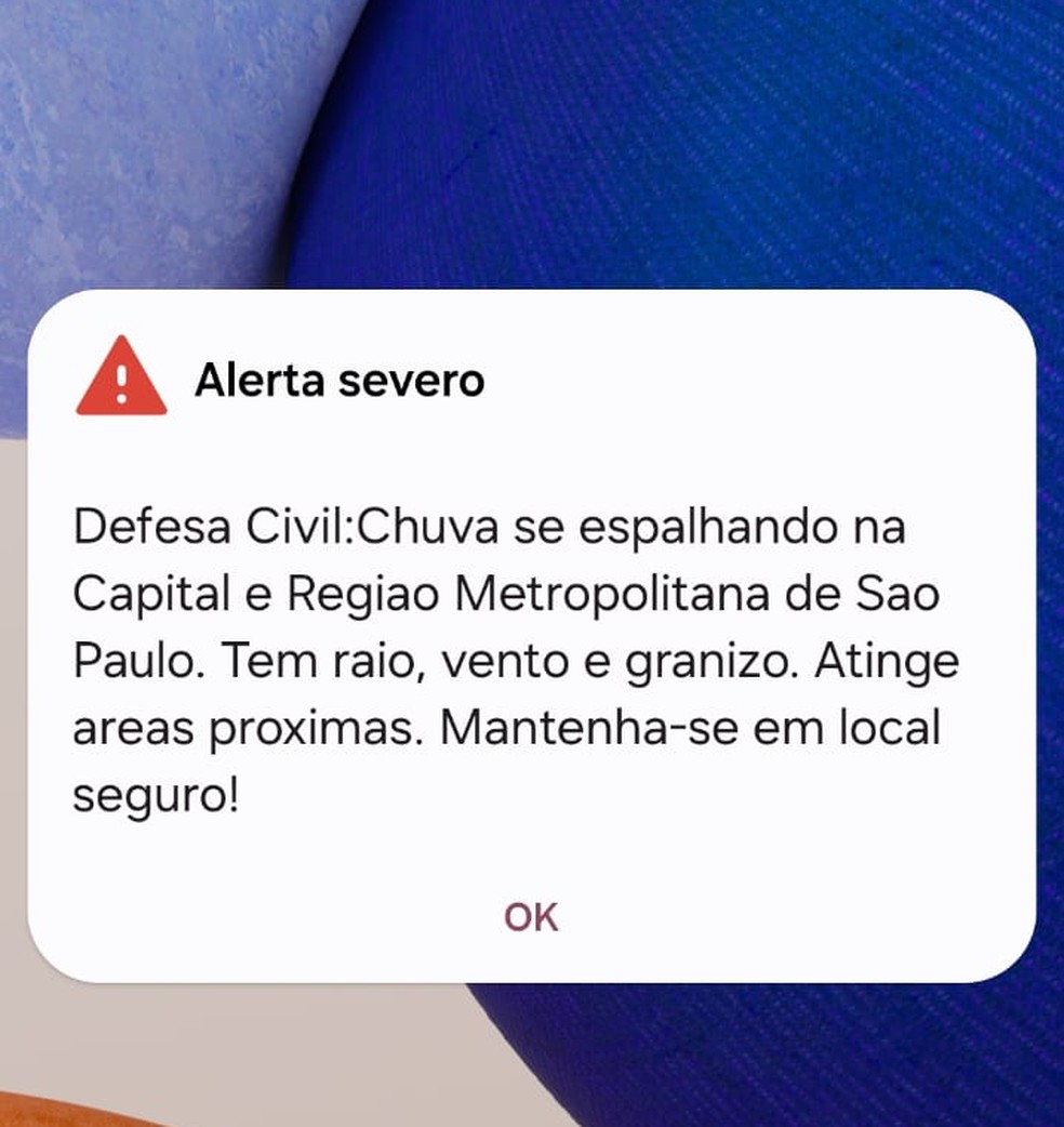 Defesa Civil emite alerta severo para tempestades nesta segunda — Foto: Reprodução