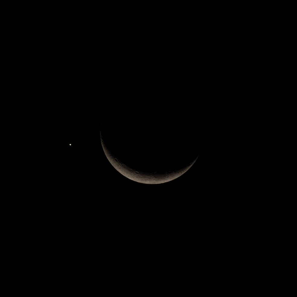 Alinhamento de V&ecirc;nus e a Lua em Rond&ocirc;nia &mdash; Foto: Clube de Astronomia de Rond&ocirc;nia