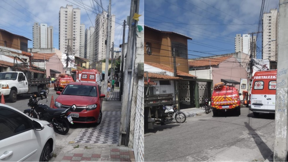Corpo de Bombeiros e Samu atenderam ocorrência de homem morto eletrocutado em Fortaleza. — Foto: Reprodução