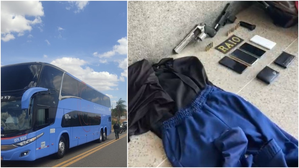 Criminosos foram presos quando tentavam fugir em ônibus intermunicipal. — Foto: Valdevan Rodrigues