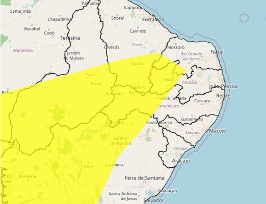 Inmet emite alerta amarelo de baixa umidade para 78 cidades da Paraíba; veja lista