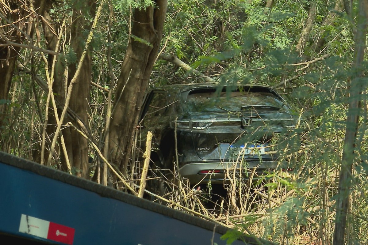 Procurado por roubo atinge casal de moto, foge sem prestar socorro e é preso após bater em árvore