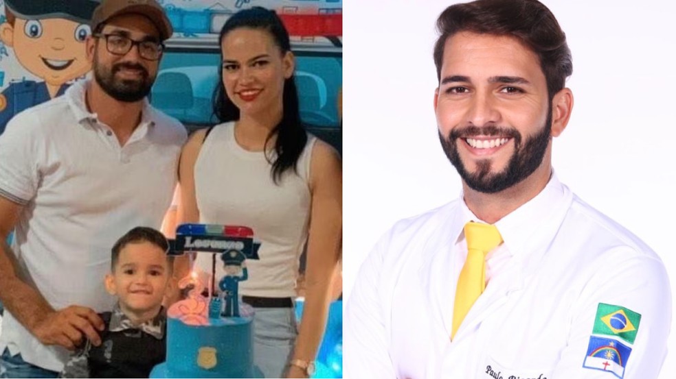 À esquerda, três pessoas da família que morreram no acidente; à direita, Paulo Torres, ex-secretário de saúde — Foto: Reprodução/Redes Sociais