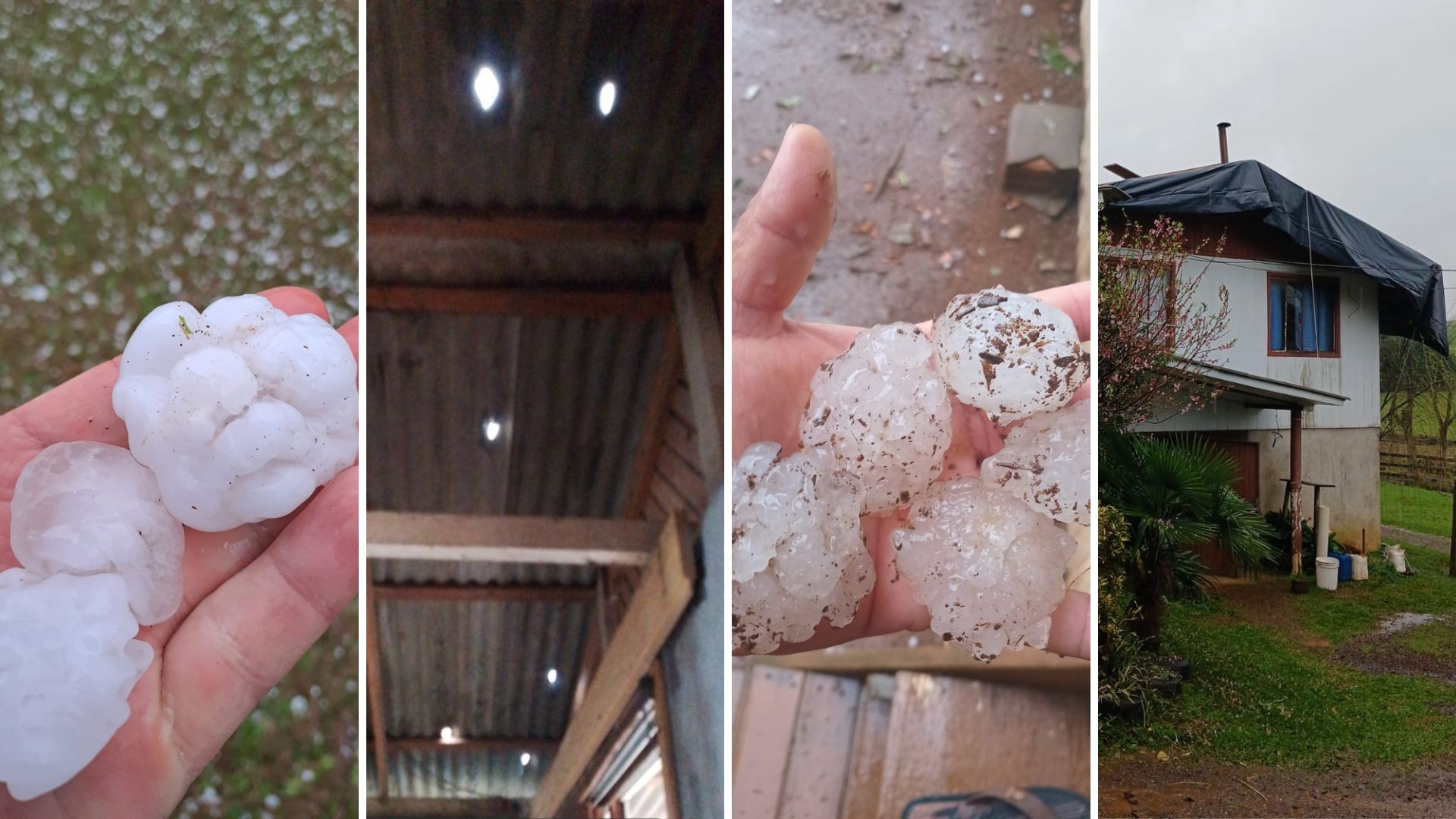 Formação de ciclone provoca granizo e mais de 100 casas são afetadas no RS, que tem aviso para chuva forte e até tornados