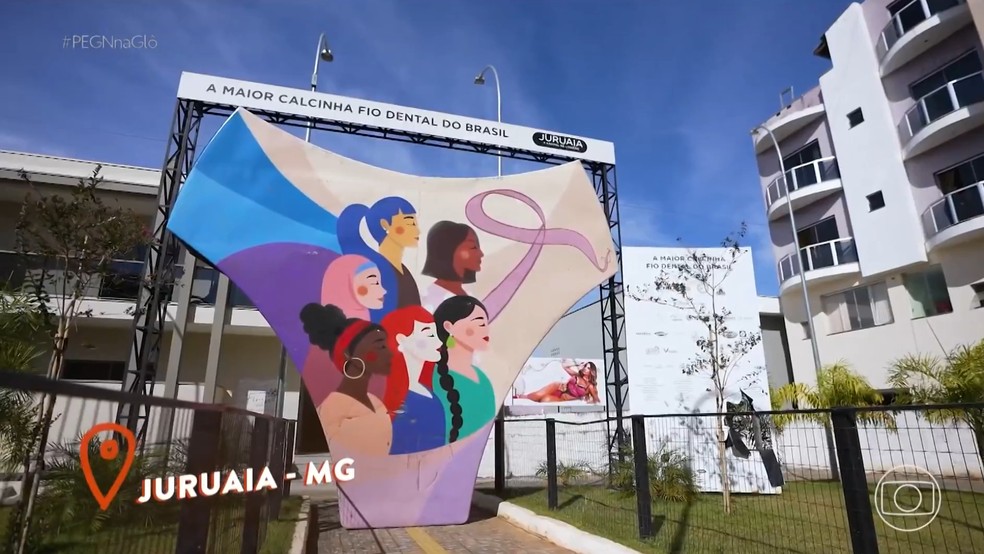 Juruaia (MG) abriga a maior calcinha fio dental do Brasil &mdash; Foto: TV Globo/Reprodu&ccedil;&atilde;o