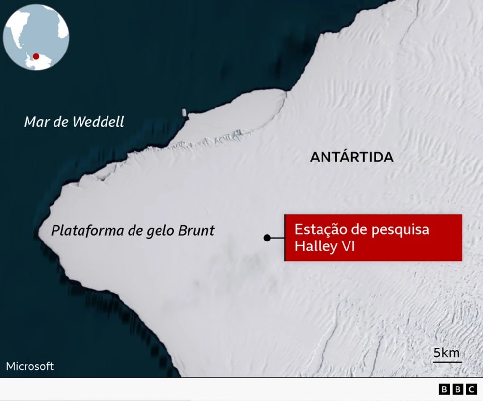 Mapa Antártida — Foto: BBC