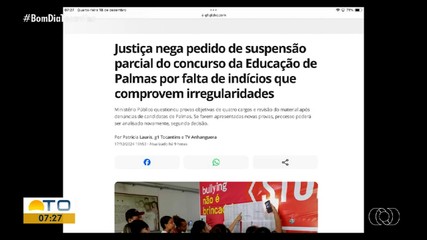 g1 Tocantins: Justiça nega pedido de suspensão parcial do concurso da Educação de Palmas