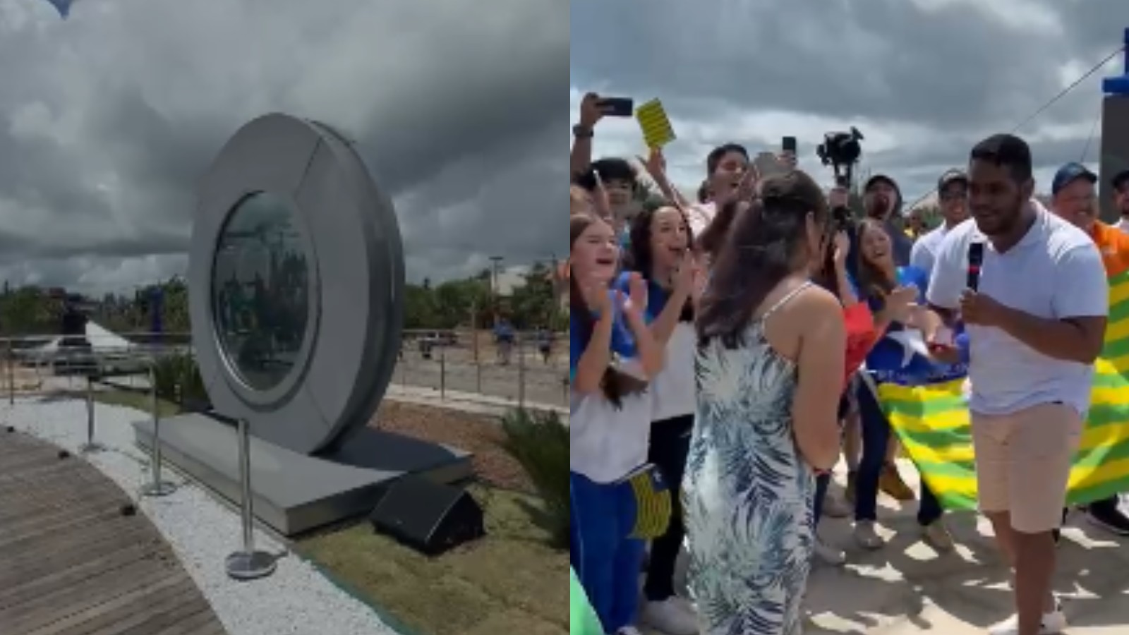 Portal que liga Barra Grande a cidades de outros países reúne visitantes no PI; pedido de casamento ocorreu no local