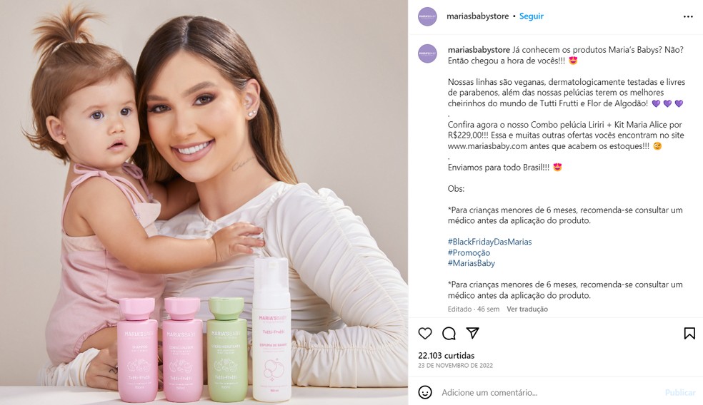 Virginia lançou em outubro de 2022 a "Maria’s Baby" — Foto: Reprodução/ Instagram