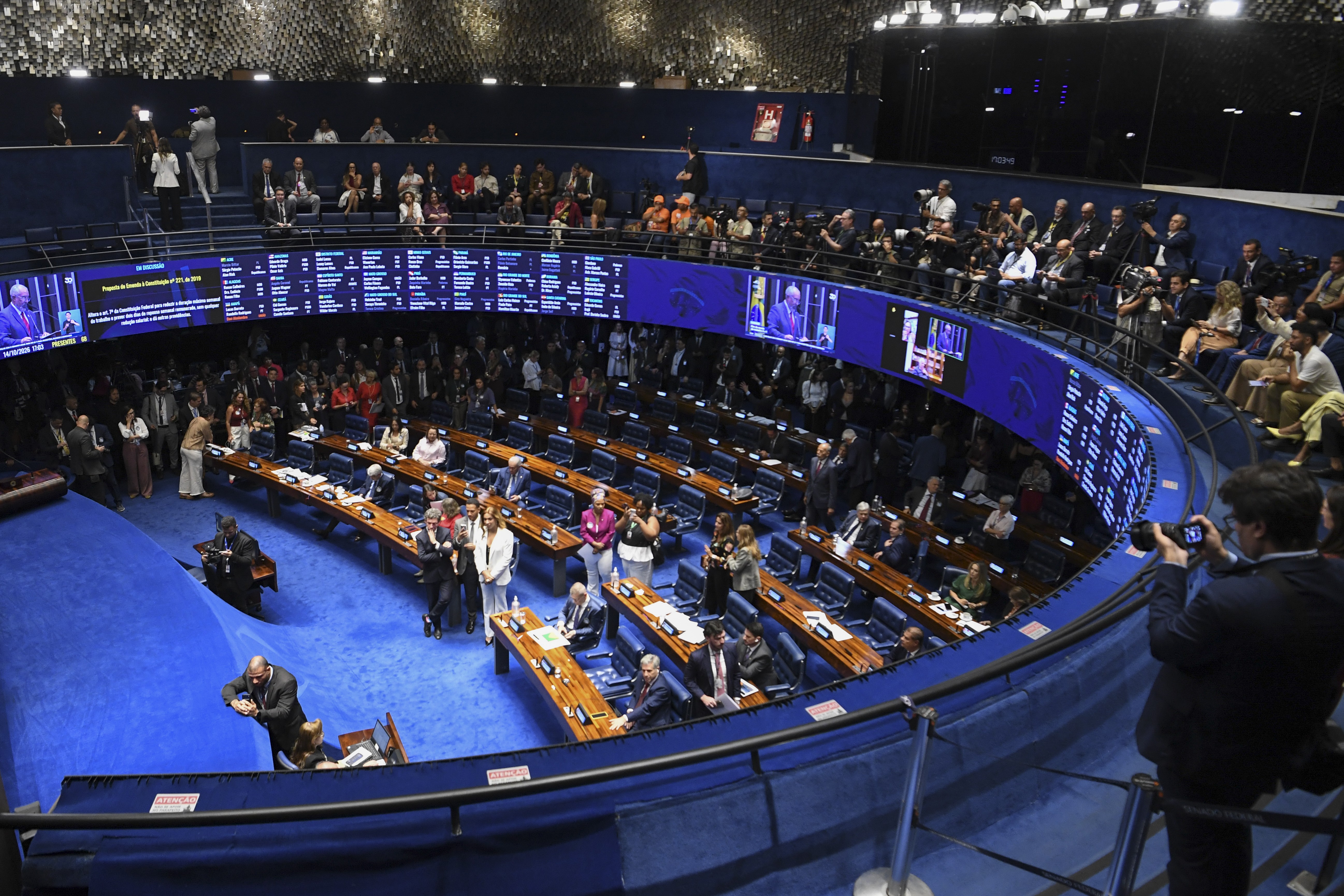 Fim da escala 6x1: como votaram  senadores e partidos nos dois turnos