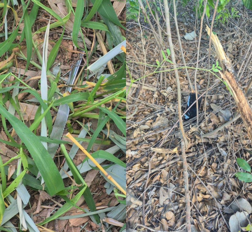 Arma e utilizada em homicídio e celular de vítima foram localizados em Tesouro (MT) — Foto: Reprodução