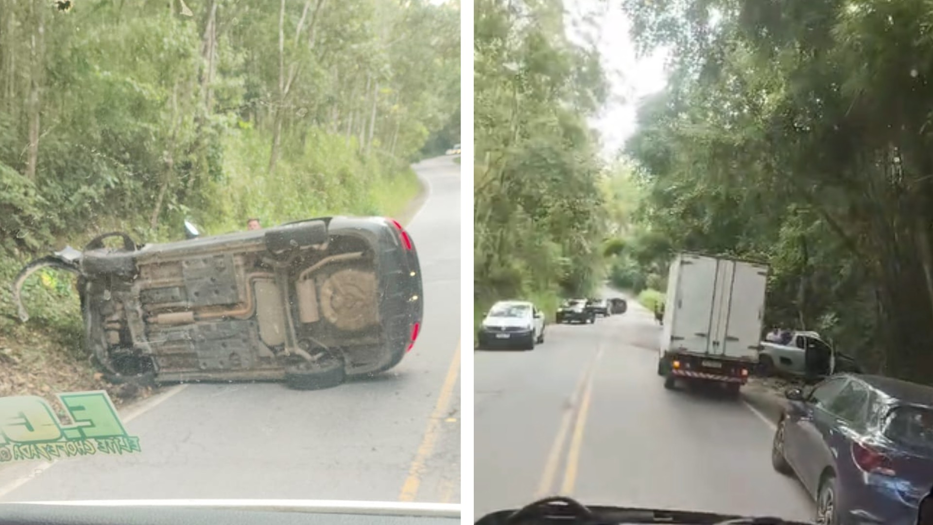Acidente entre carro e picape interdita estrada em Mogi das Cruzes
