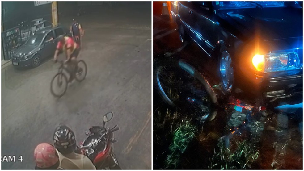 Marcelo estava de bicicleta e foi atingido por carro pouco depois de sair de posto de gasolina — Foto: Reprodução