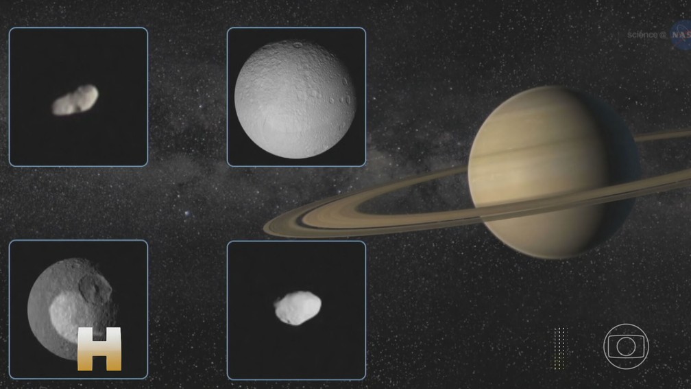 Cientistas encontram fósforo em lua de Saturno — Foto: Reprodução/ TV Globo