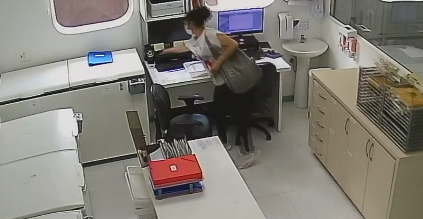 VÍDEO: mulher finge ser doadora, furta celular de hemocentro e causa interrupção na distribuição de sangue, em Curitiba