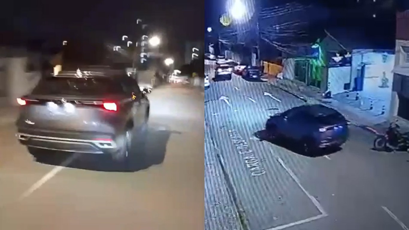 Crianças de 10 e 11 anos furtam carro, dirigem em alta velocidade e batem em moto em Florianópolis; VÍDEO 