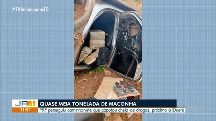 PRF encontra quase meia tonelada de maconha após caminhonete capotar