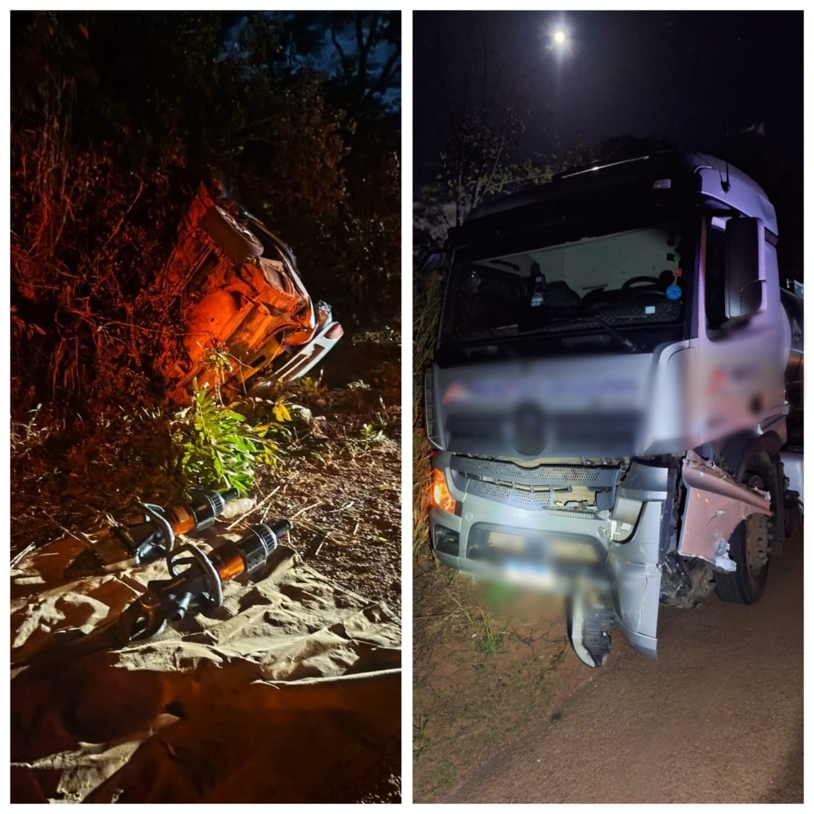 Mulher morre e marido fica ferido em acidente entre caminhonete, carreta e caminhão na BR-251
