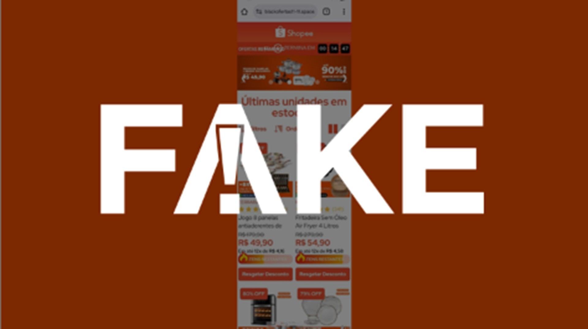 É #FAKE site que imita página da Shopee e oferece promoção relâmpago; trata-se de golpe