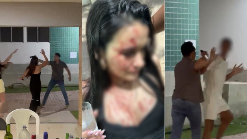 Homem aponta arma para jovens durante briga em condomínio de Teresina — Foto: Reprodução/Redes Sociais