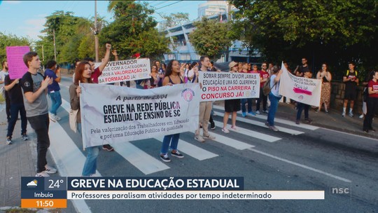 Professores de Santa Catarina entram em greve; entenda reivindicações - Programa: Jornal do Almoço - SC 