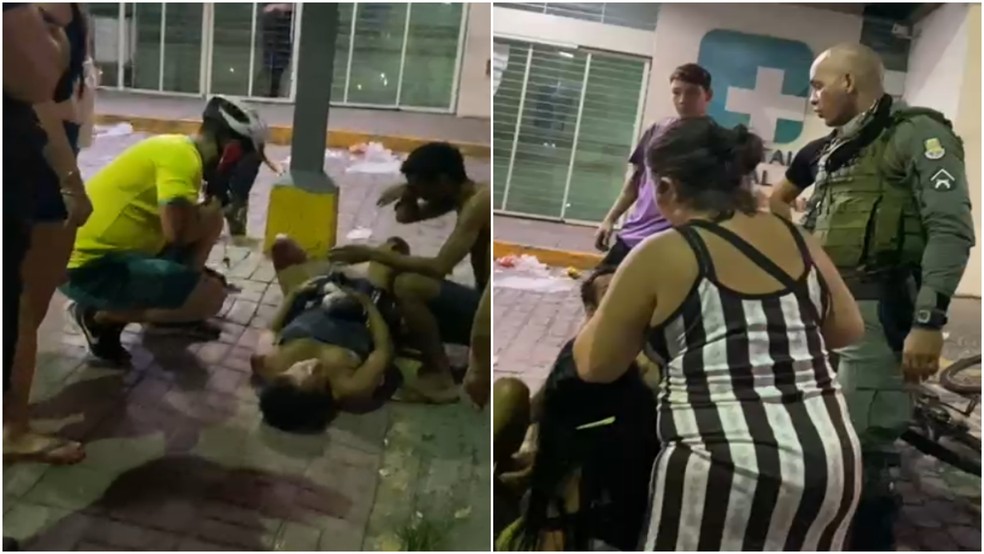 Mulher entra em trabalho de parto em rua de Fortaleza e recebe ajuda da população — Foto: Reprodução