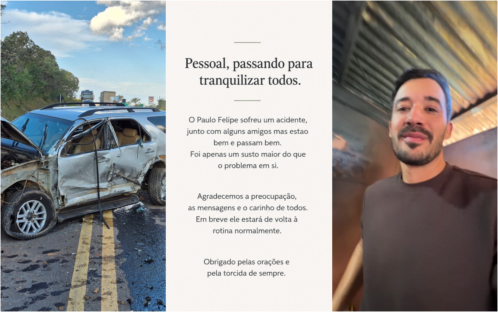 Influenciadores desmentem boatos de morte após acidente na MG-050, no Sul de Minas