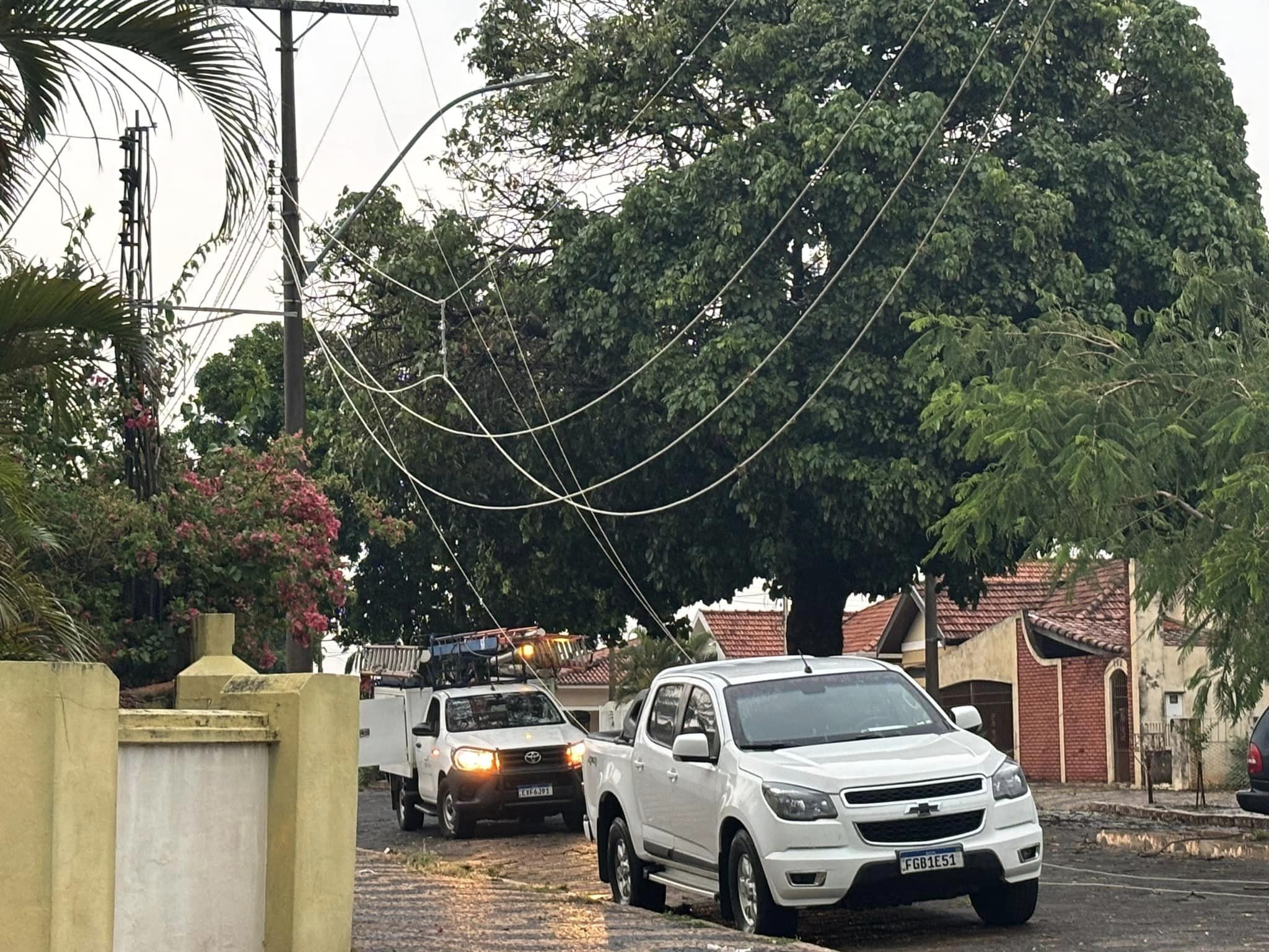 Chuva e ventos fortes derrubam árvores, poste e deixam Vera Cruz sem energia elétrica