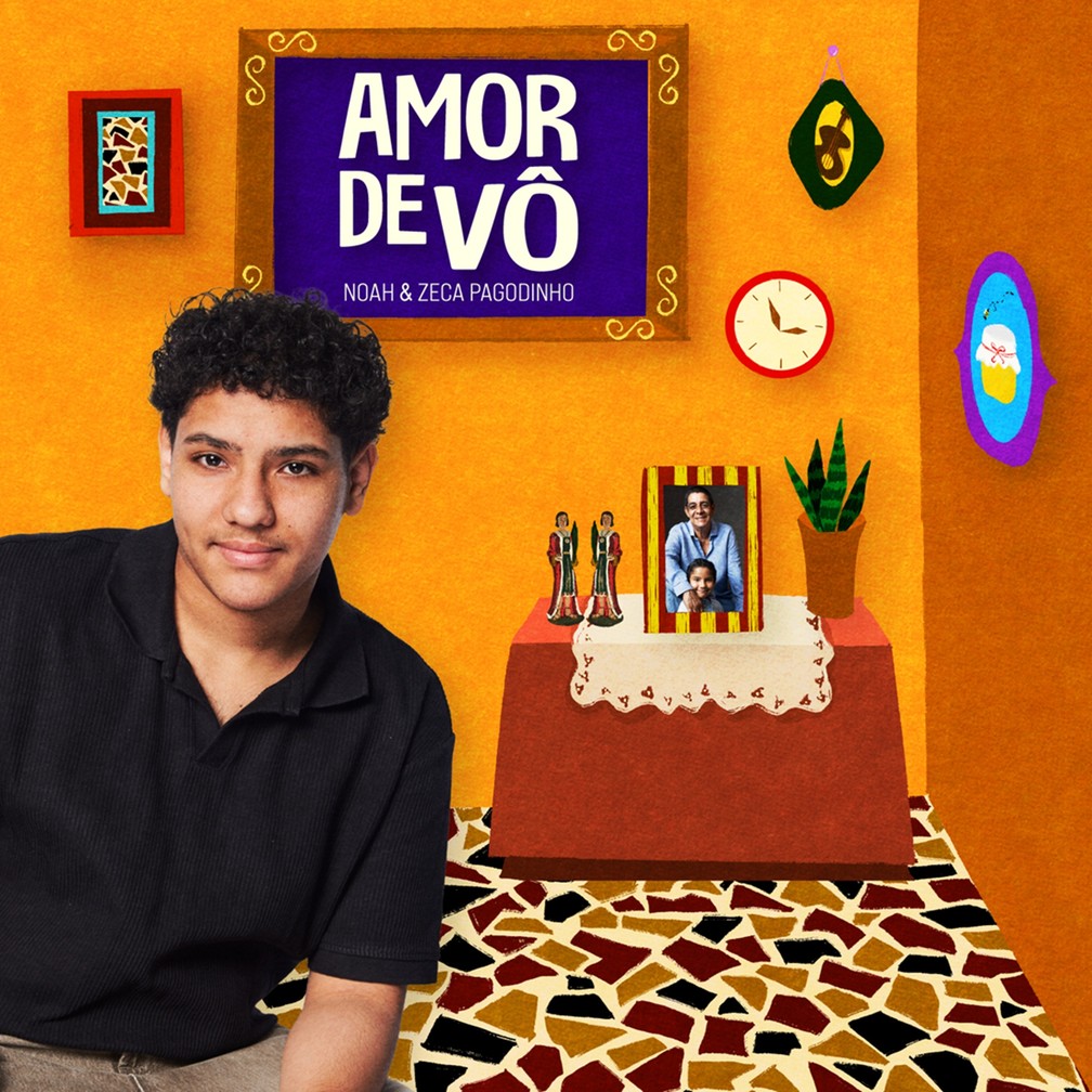 Capa do single 'Amor de vô', de Noah com participação de Zeca Pagodinho — Foto: Guto Costa / Divulgação