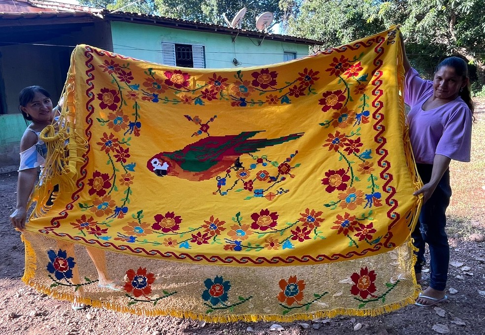 Rede confeccionada por uma das filhas de Dona Judith — Foto: Mariana Mouro