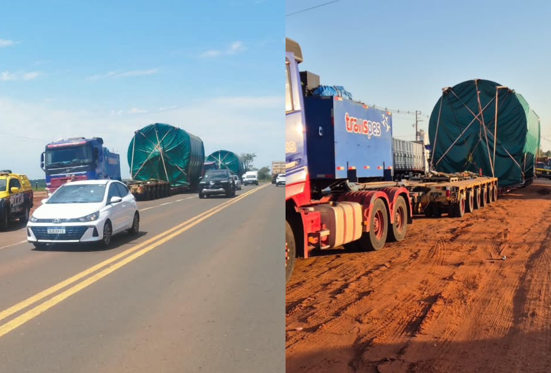 Comboio de cargas gigantes de 162 toneladas cruzam rodovias de MS rumo à megafábrica 