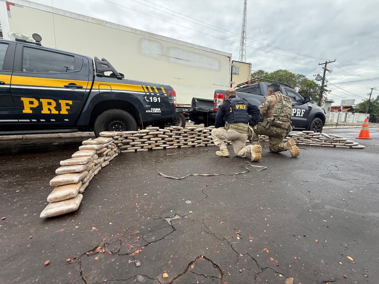 PRF apreende 213 kg de skunk dentro de caminhão frigorífico na BR-135, em Peritoró