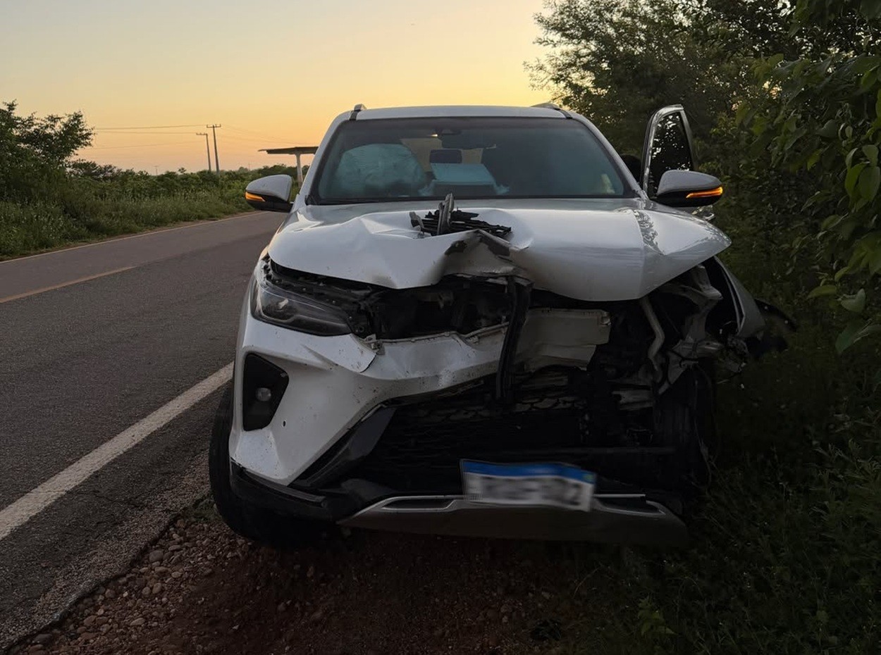 Deputado estadual se envolve em acidente após carro atingir jumento na BR-405 no RN
