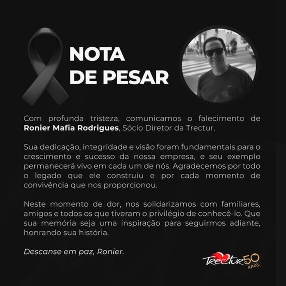 Sócio-diretor de empresa de transportes morre após bater caminhonete em árvore na MG-167, em MG — Foto: Divulgação/Trectur