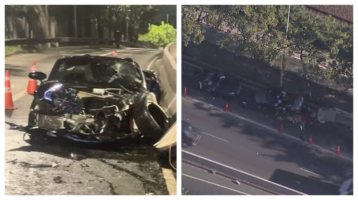 Motorista bêbado em Porsche se envolve em acidente e deixa quatro feridos