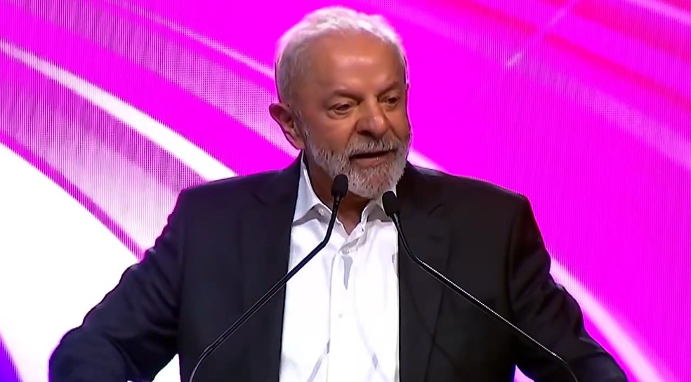 Lula durante discurso no Salão do Automóvel — Foto: Reprodução