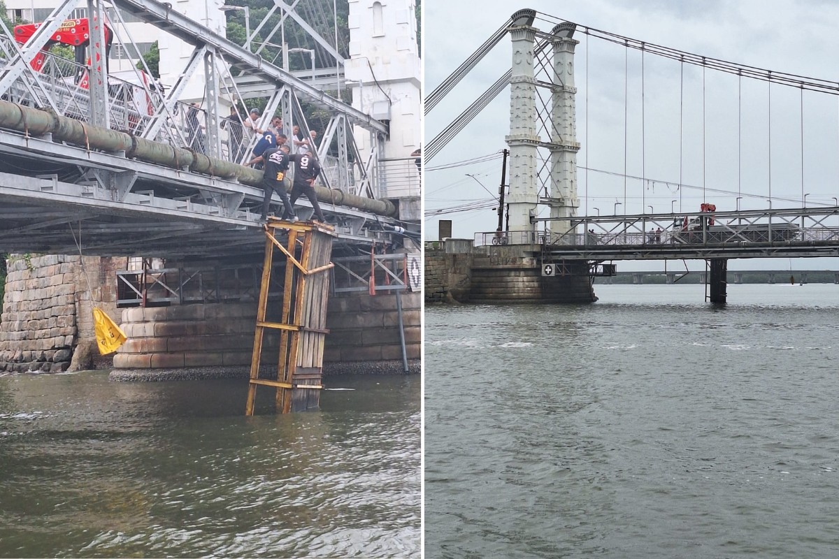 Ponte Pênsil é interditada após incidente com plataforma usada para manutenção