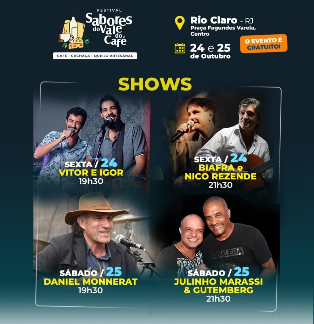 Festival Sabores do Vale do Café chega em Rio Claro nesta sexta-feira; veja a programação 