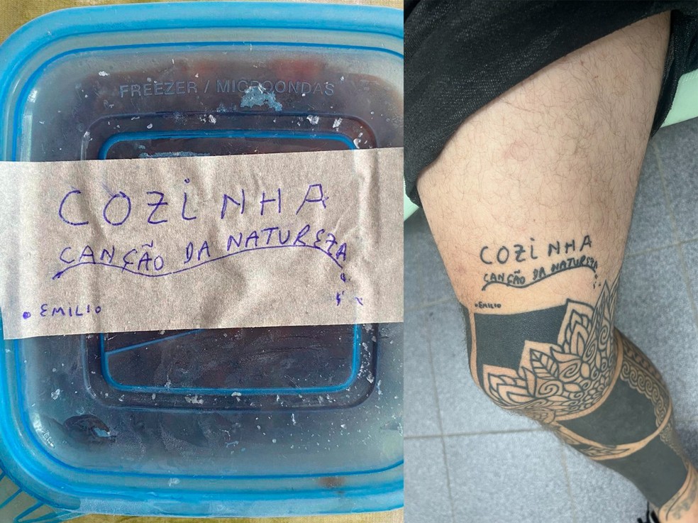 Tatuador reproduziu uma etiqueta de marmita deixada pelo pai — Foto: Arquivo pessoal