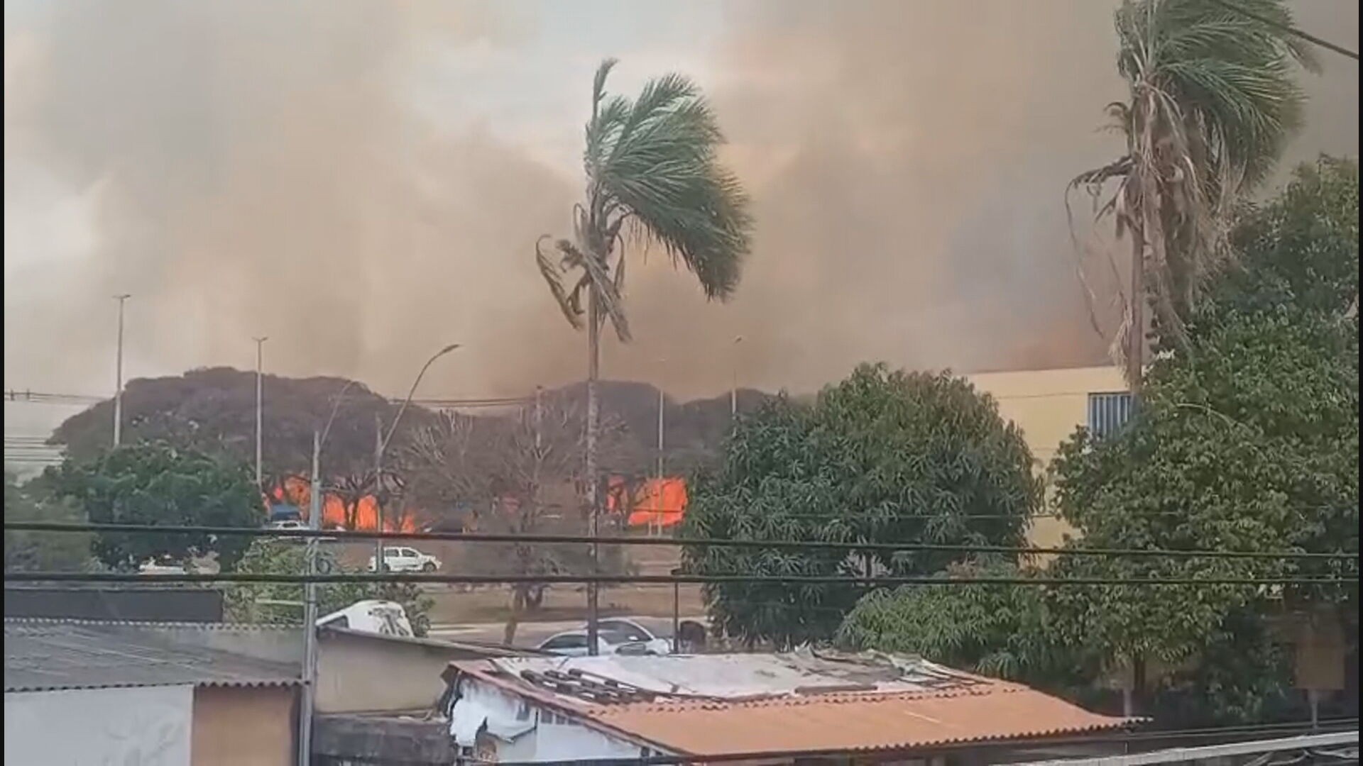 VÍDEO: incêndio atinge moradias de indígenas em área de reserva no Noroeste, no DF
