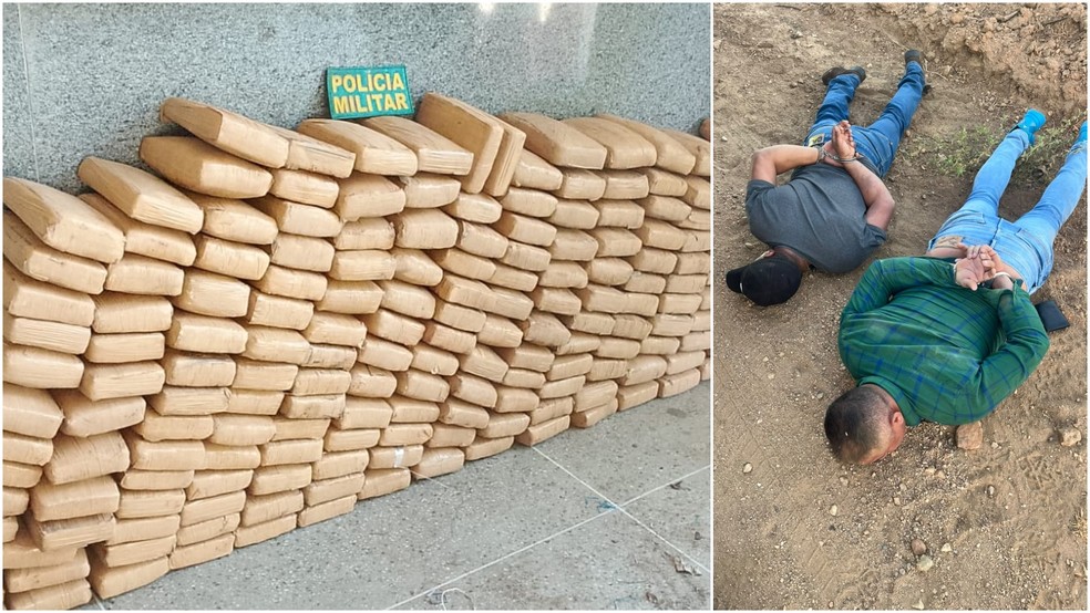 Após perseguição, polícia prende dois homens em Hilux com 200 quilos de drogas — Foto: Reprodução