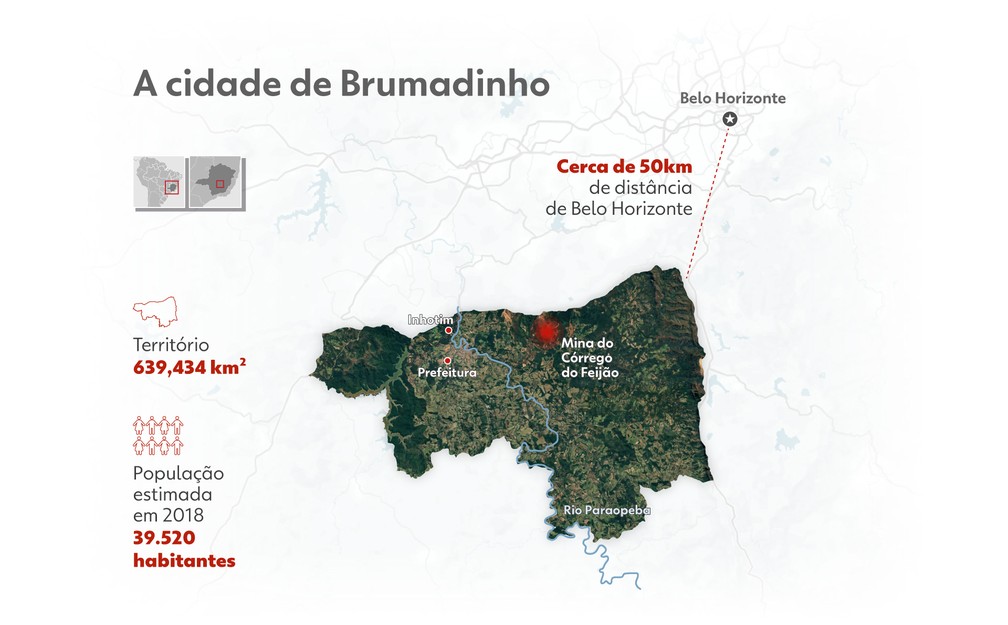 Mapa da cidade de Brumadinho