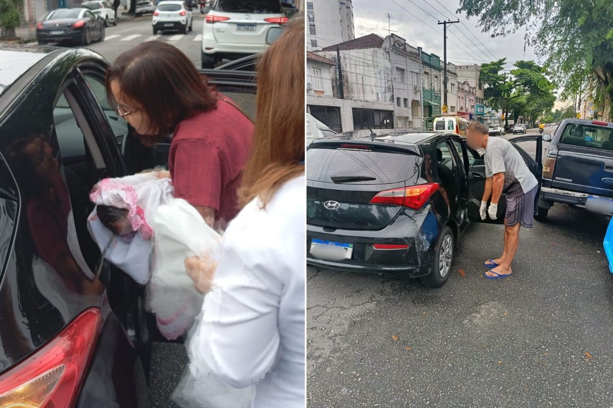 Bebê nasce dentro de carro durante corrida de aplicativo em Santos
