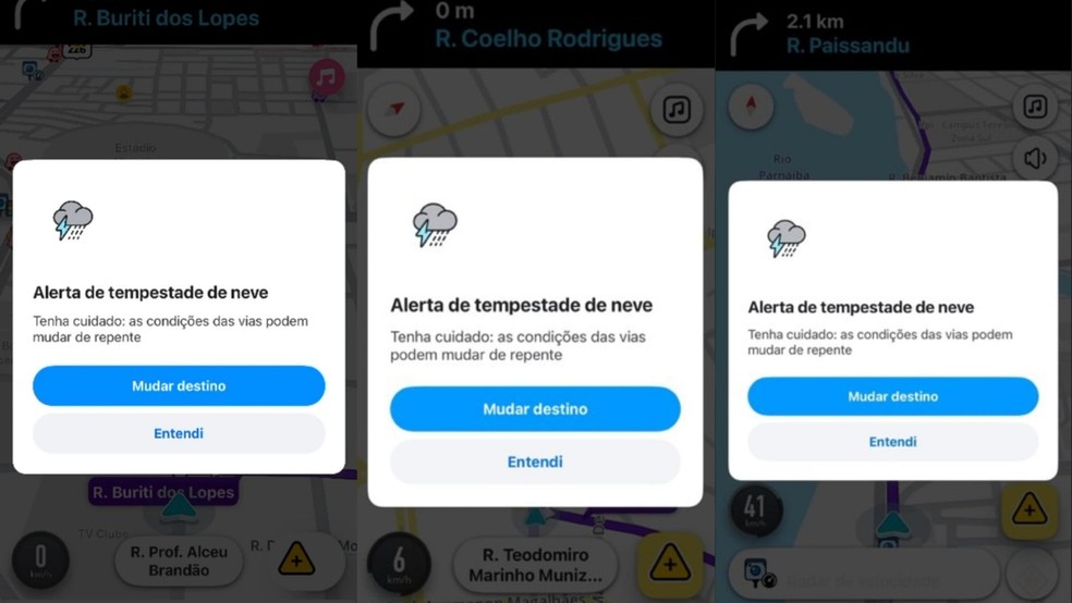 Falha no Waze indica tempestade de neve em Teresina e capital registra 38,6 ºC — Foto: Reprodução
