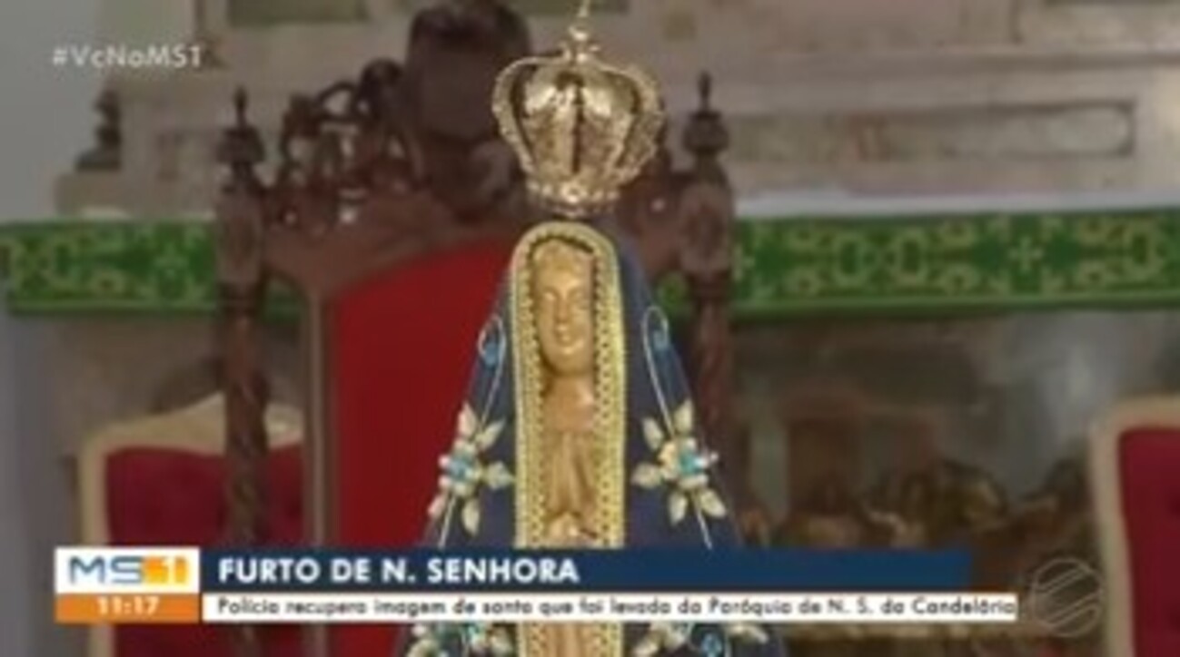 Homem furta imagem de Nossa Senhora Aparecida de igreja e esconde peça em cemitério