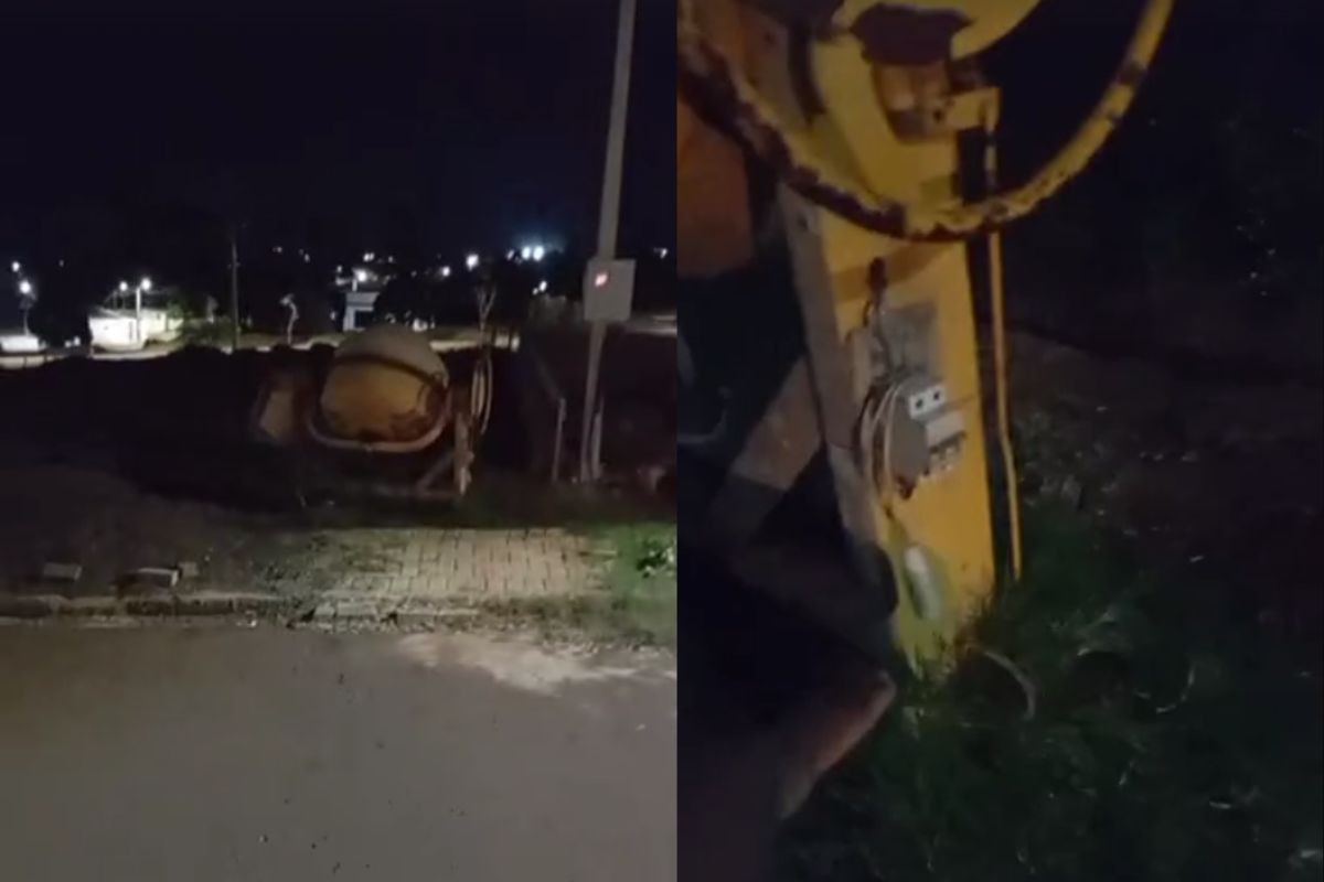 Motoboy flagra betoneira funcionando 'sozinha' durante a noite em canteiro de obras no Paraná: 'Bizarro'