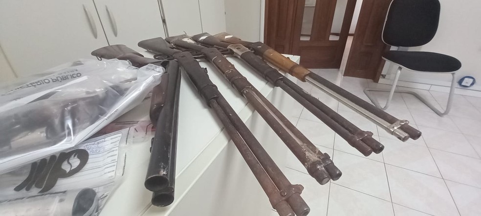 Armas apreendidas durante a operação — Foto: Divulgação/SSP-BA