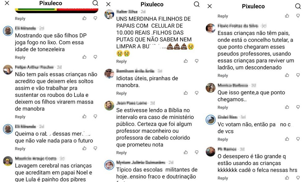 Estudantes sofrem bullying, ameaças e ofensas por divergências políticas e MEC solicita que PF investigue ameaças — Foto: redes sociais