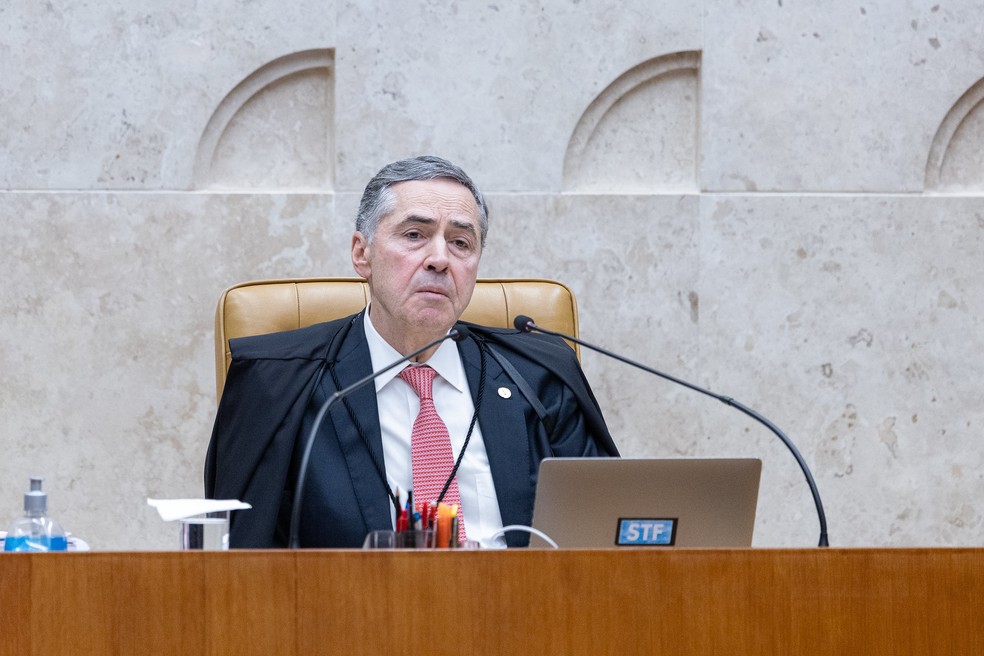 O presidente do STF, Luís Roberto Barroso, em sessão nesta quarta (14) — Foto: Antonio Augusto/STF